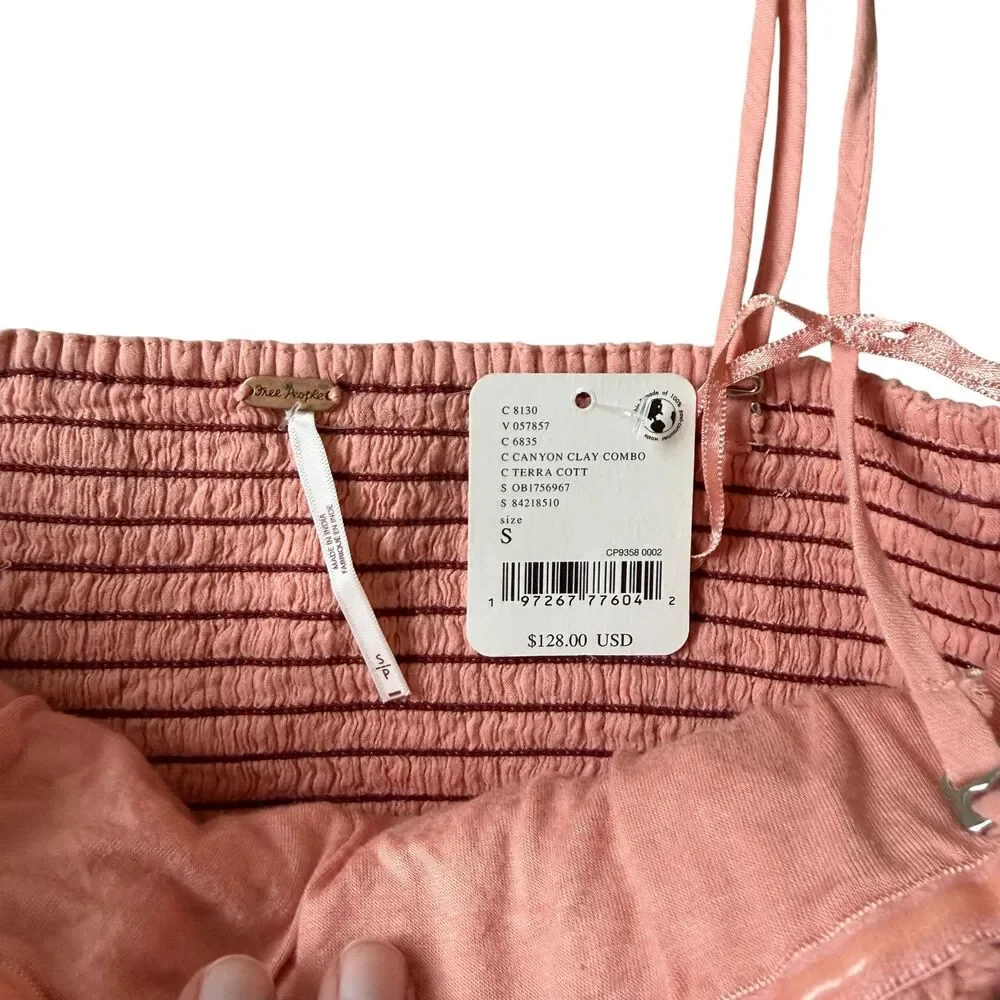 NWT Free People Mauve Crop Top Woven Size S Crochet Summer Tank Top Retails $100 - Picture 2 of 3